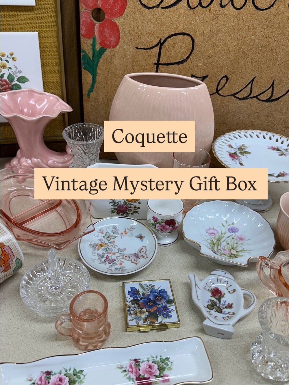 Vintage Mystery Box Coquette French Cottage Decor Floral Accents